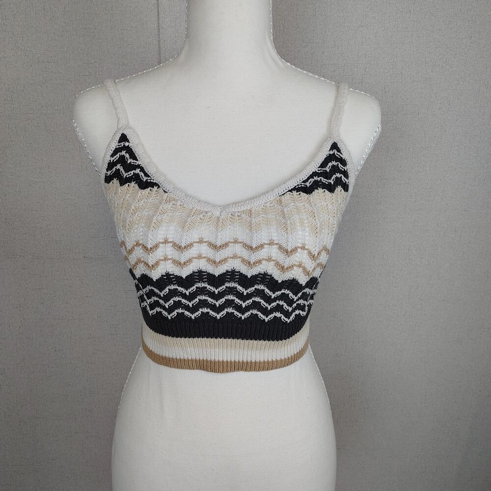 American Eagle Crochet Knit Crop Cami Tank Top Boho Size Small